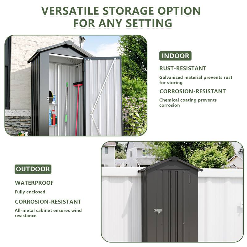 Galvanized Iron Garden Shed Tool Shed with Waterproof Lock & Stylish Design Outdoor Storage Shed for Backyard