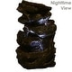 preview thumbnail 14 of 13, Sunnydaze Tiered Rock and Log Tabletop Fountain with LED Lights - 10.5-Inch