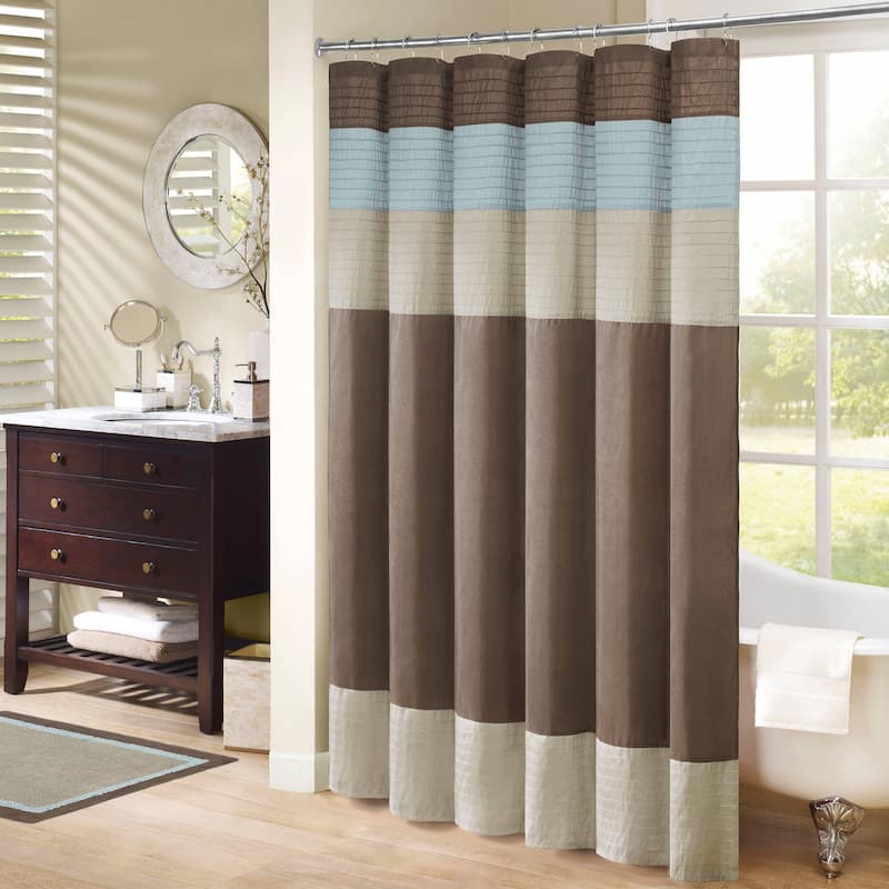 Madison Park Trinity Pieced Faux Silk Shower Curtain