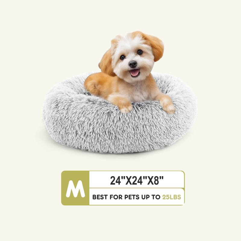 30-Inch Round Dog Bed, Washable Removable Cover, Anti-Slip Bottom, Supportive Foam Mat for Indoors