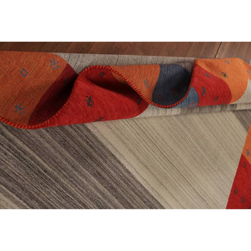Striped Gabbeh Oriental Area Rug Handmade Wool Carpet - 6'7"x 9'8"