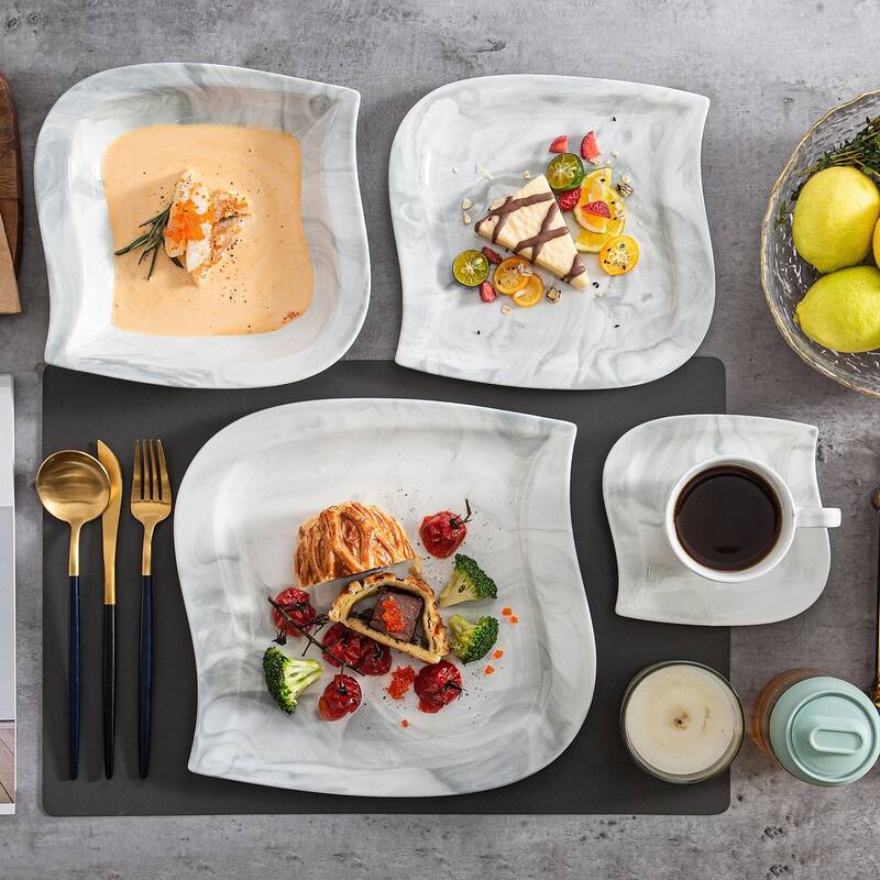 MALACASA Elvira 30-Piece Foliaceous Dinnerware Set (Service for 6)