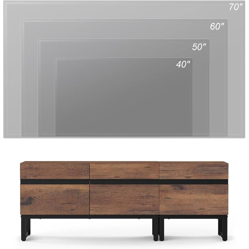 WAMPAT Modern TV Stand for TVs up to 50 inch TV, 2 in 1 Entertainment Center TV Console with Storage Cabinets and Metal Base