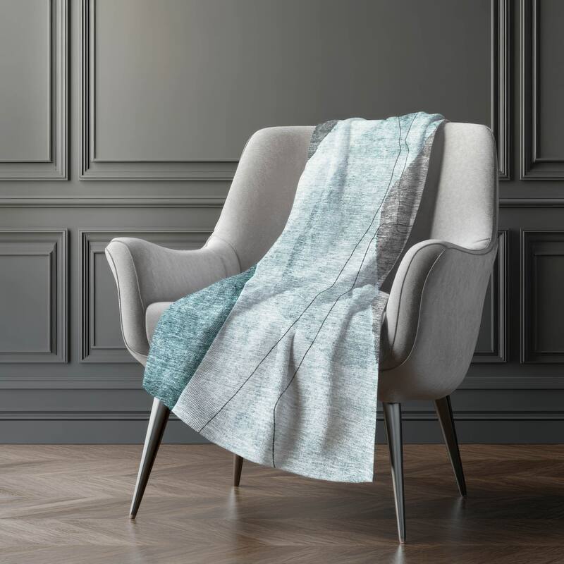 Premium Machine Washable Contemporary Abstract Sherpa Throw Blanket