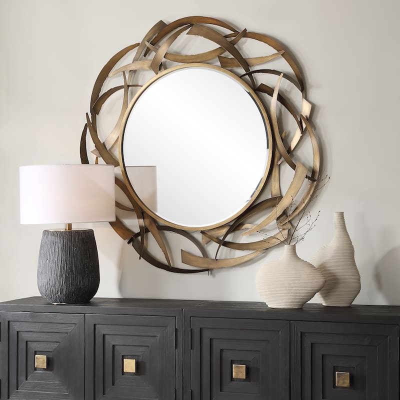 Uttermost Cutting Edge Bronze Round Mirror - 55"H x 55"W x 2.5"D