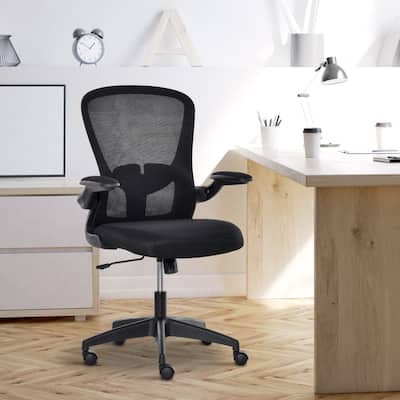 Vinsetto Mesh Home Office Chair Mid Back Ergonomic Computer Task Chair with Lumbar Back Support, Adjustable Height, , Black