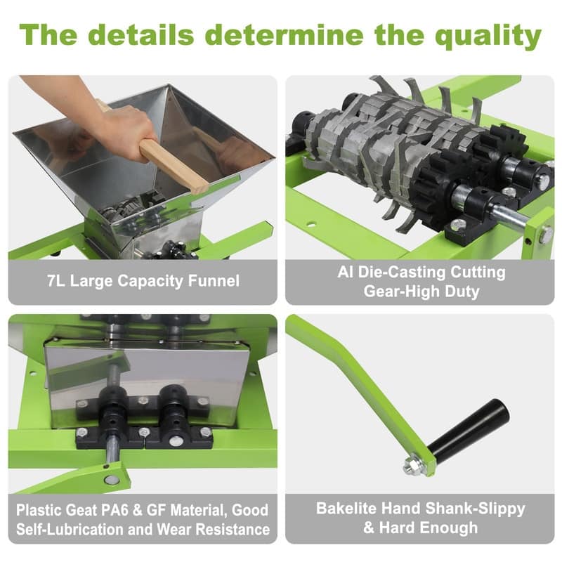 7L(1.8 Gal) Manual Juicer Grinder Fruit Scratter Pulper for Wine and Cider Manual Pressing