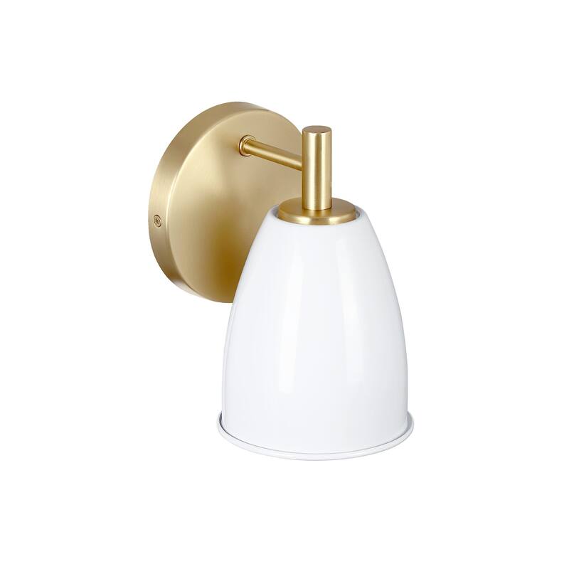 Biba 8 in. 1-Light Brushed Gold Modern Wall Sconce Light Ice Mist Metal Shades