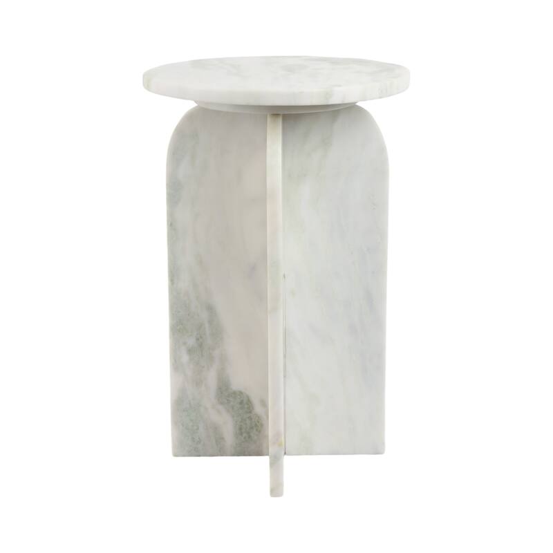 Marble Accent Table Modern Sculptural Architectural Split-Base Design