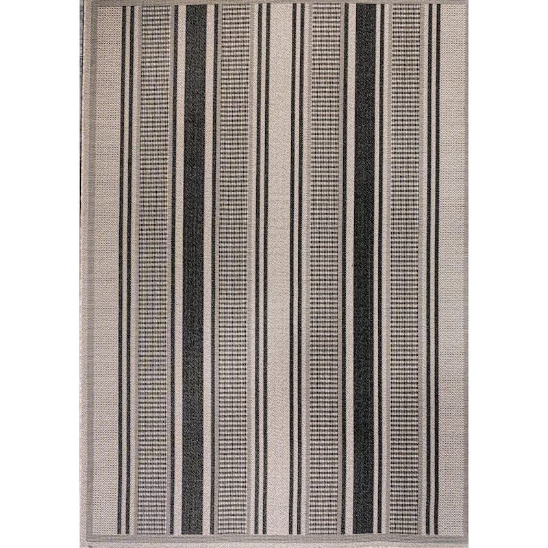 JONATHAN Y Negril Modern Double Stripe Indoor/Outdoor Area Rug - 3 X 5 - Black/Beige
