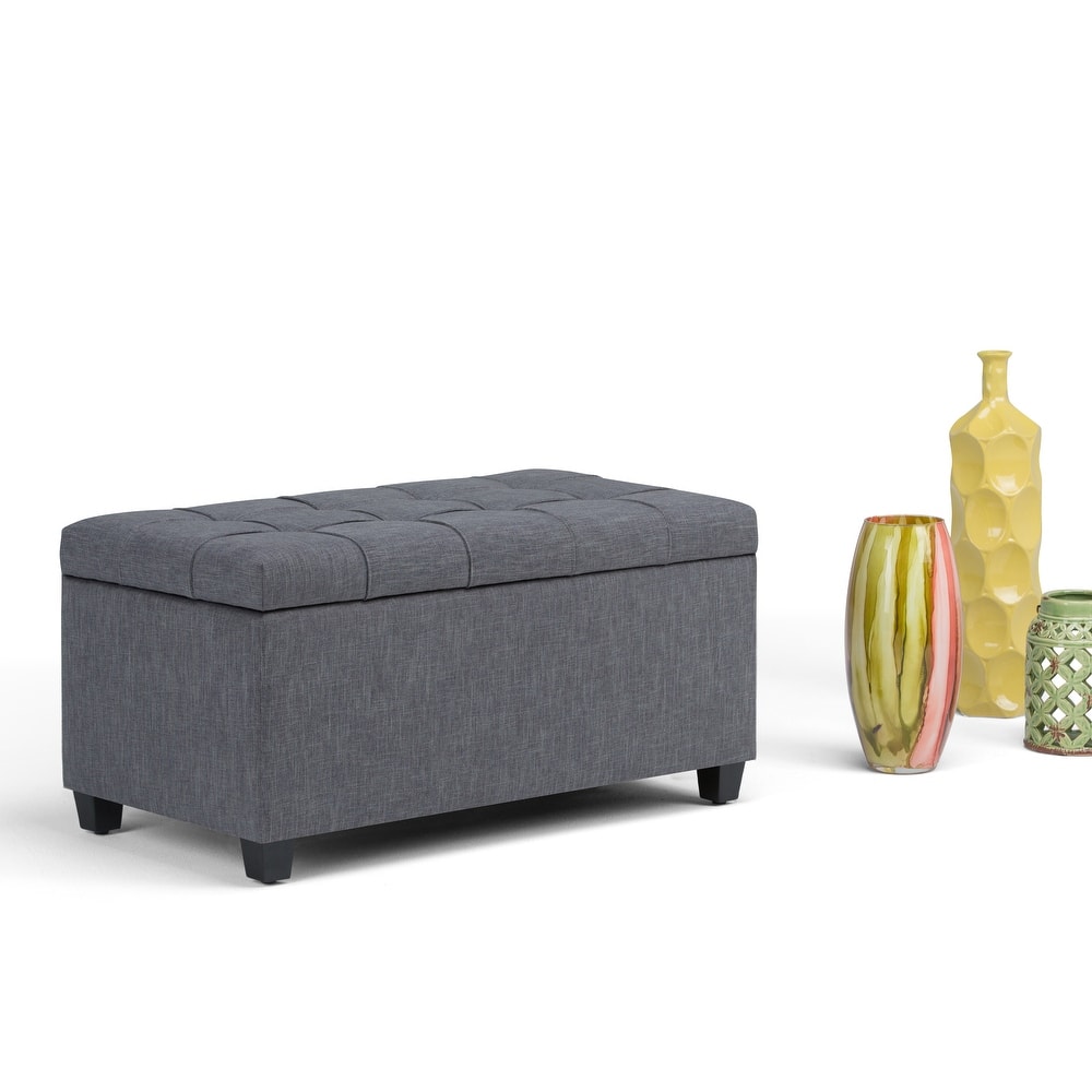 WYNDENHALL Marlowe 34 inch Wide Transitional Rectangle Storage Ottoman