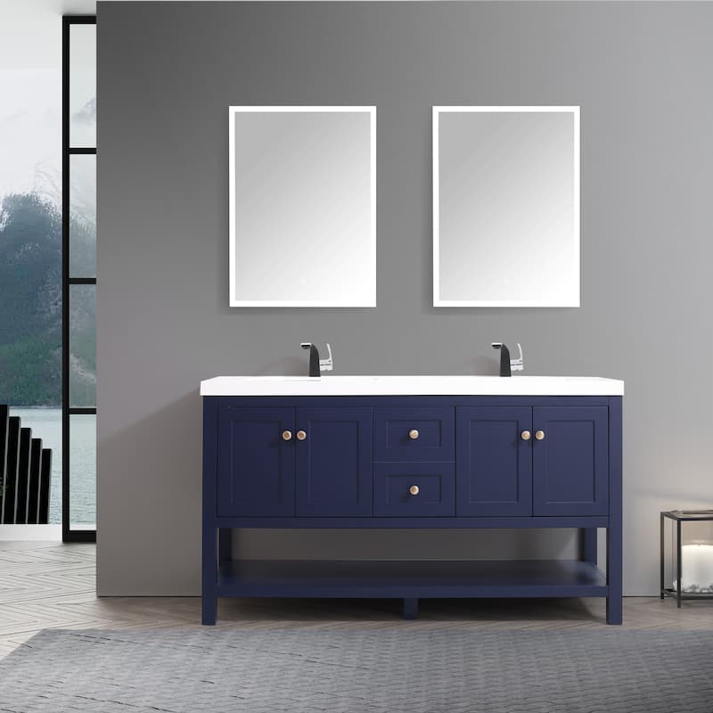 Winslow 60" Double Bathroom Vanity Set - Blue - Double Vanities