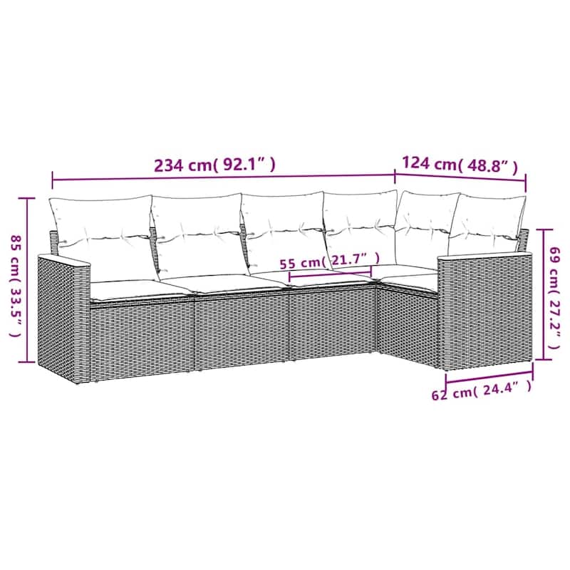 vidaXL Garden Sofa Set Black