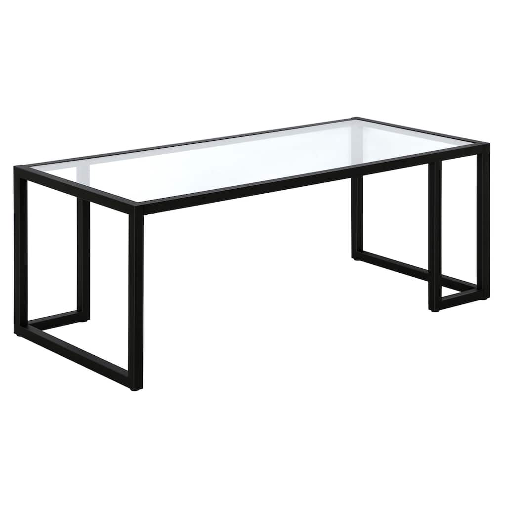 45 Inch Glass Steel Coffee Table Rectangular Living Room Furniture - 45” x 20” x 17”