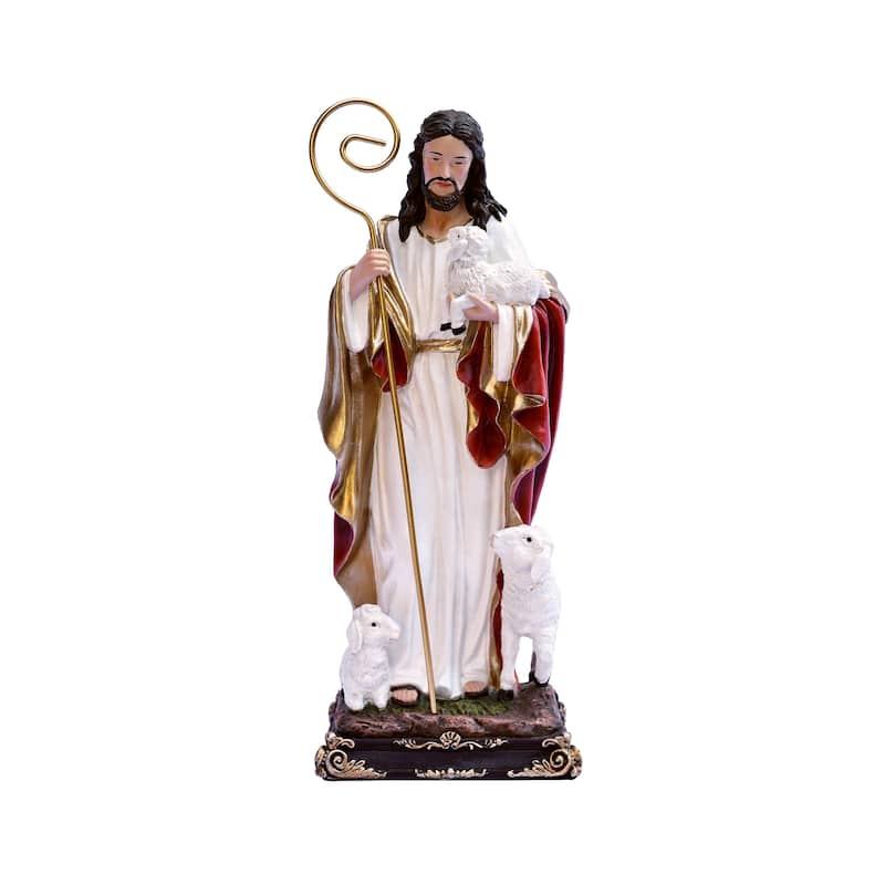 Good Shepherd Jesus with Lambs Figurine - 12.25"