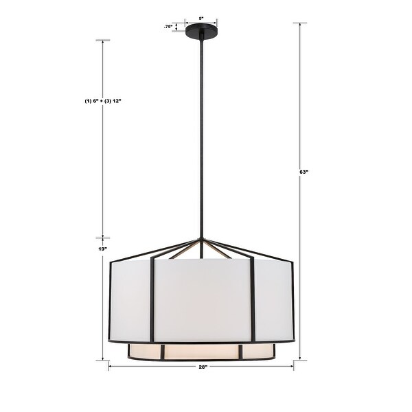 │CARLYN│ Eternal Line Anne Wrinkle 3colors H71301020 Carlyn 6 Light Black Chandelier - 28