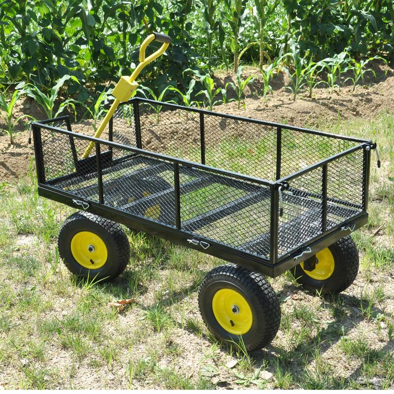 Anmytek Heavy Duty Steel Mesh Utility Wagon with Removable Sides 880 lbs Capacity Garden Cart