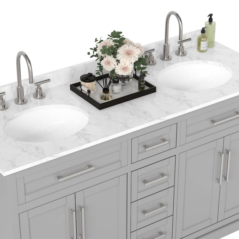 Bathroom Vanity with Marble Top and Sink
