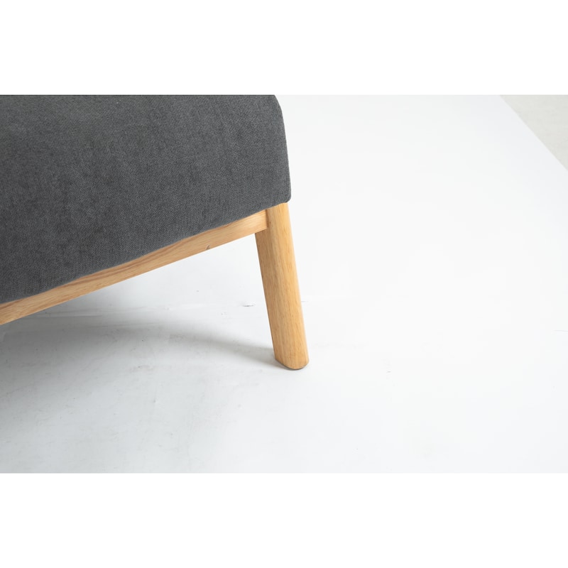 Mid Century Modern Accent Chair with Wood Frame, Upholstered Living Room Chairs with Waist Cushion, Reading Armchair