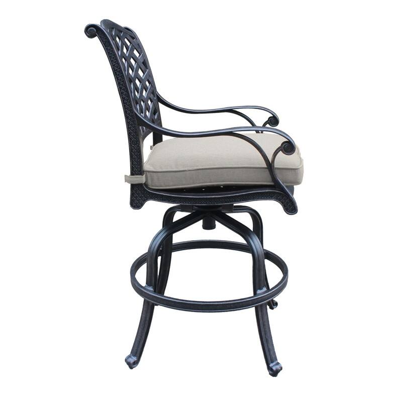Cast Aluminum Counter Stool With Cushion, Set of 2