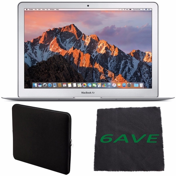 Apple 13.3" MacBook Air 128GB SSD #MQD32LL/A + Padded Case For Macbook + Fibercloth Bundle