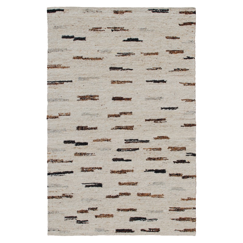 Sevita Modern Abstract Hand-Woven Wool/Cotton Area Rug - 7'9" x 9'9" - Brown/Black