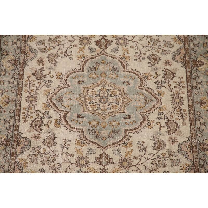 Anatolian Distressed Vintage Area Rug Hand-Knotted Wool Carpet - 5'5"x 8'7"