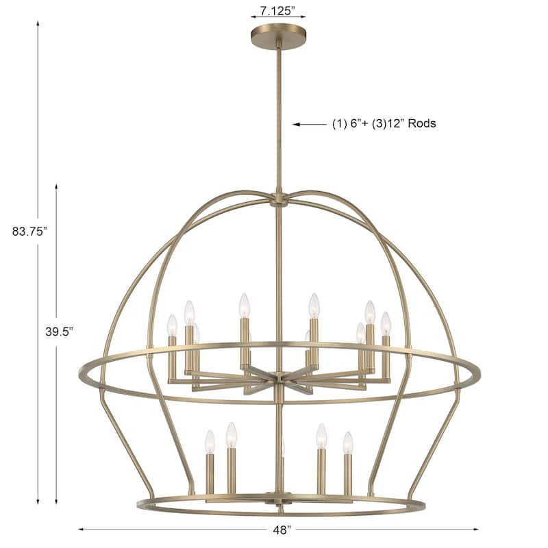 Abbott 15 Light Vibrant Gold Chandelier - 48"W x 39.5"H