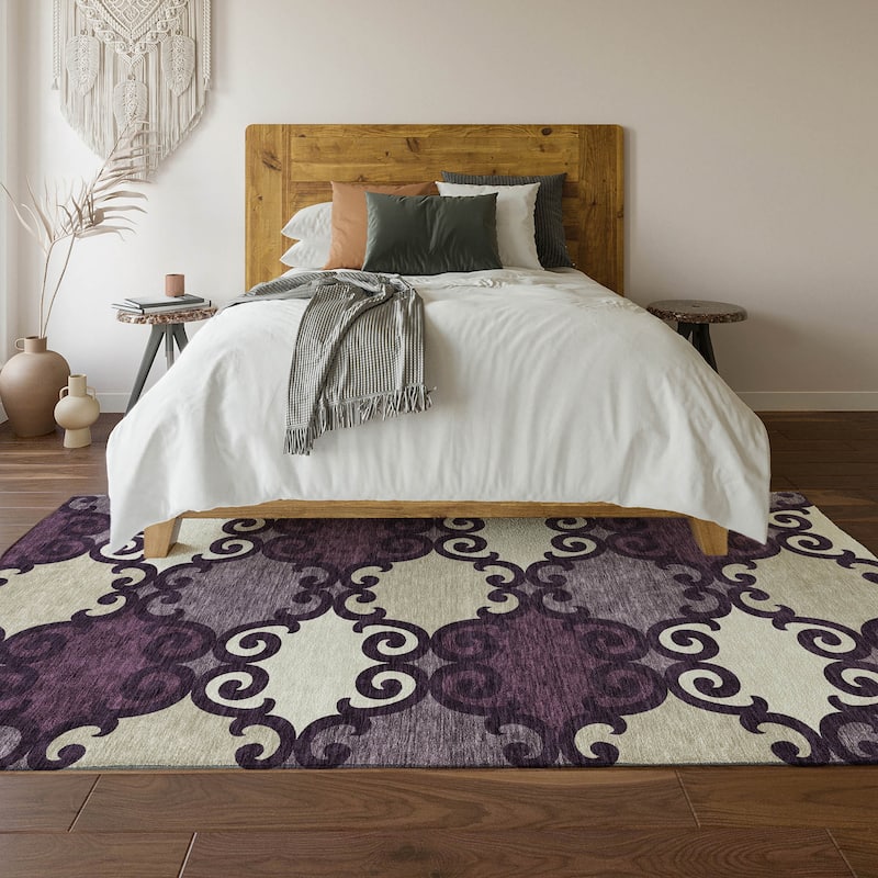 Premium Washable Super Soft Ornate Scroll Mayfield Rug