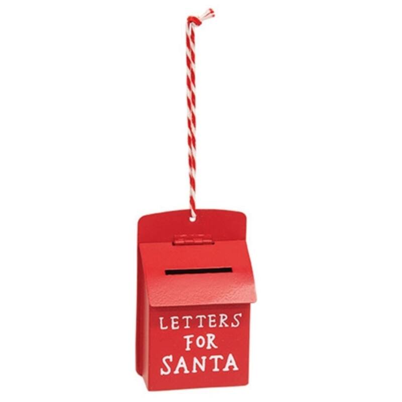 Red Metal Letters for Santa Ornament with Hinged Mailbox Christmas Decor - 2 x 1.25 x 3.25 in. - Red