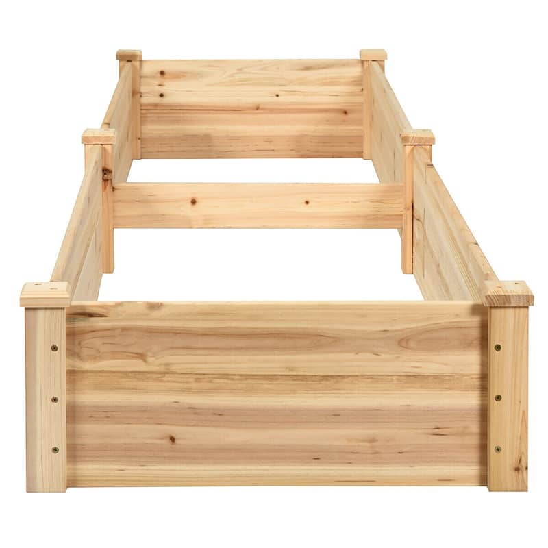 Costway Wooden Vegetable Raised Garden Bed Backyard Patio Grow Flowers - 97” x 25” x 10”