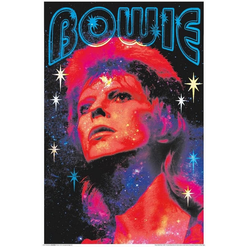 David Bowie Glitter Non Flock Blacklight Art Poster - 24 x 36 Inch