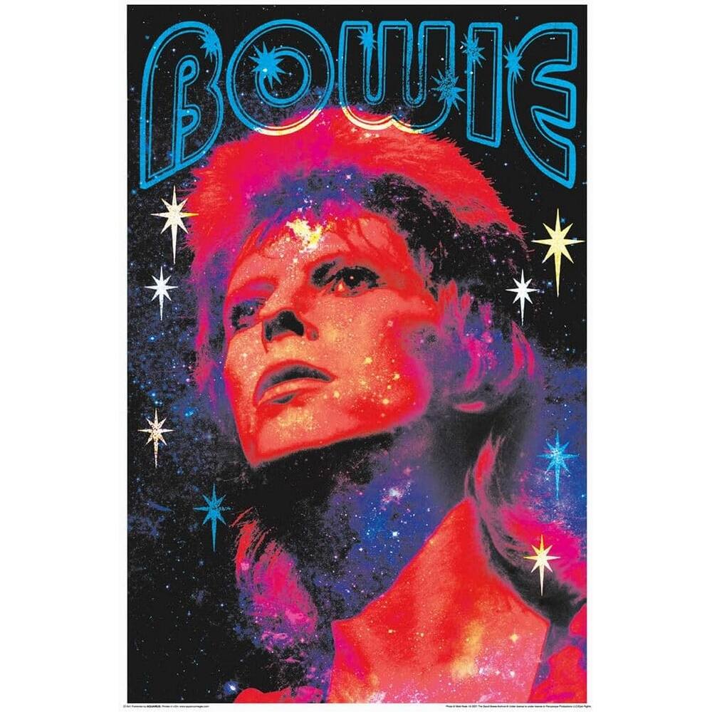 David Bowie Glitter Non Flock Blacklight Art Poster - 24 x 36 Inch