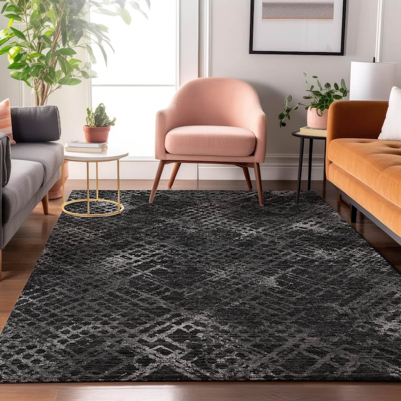 Premium Washable Super Soft Modern Trellis Mayfield Rug - Charcoal - 3' x 5' - Rectangle