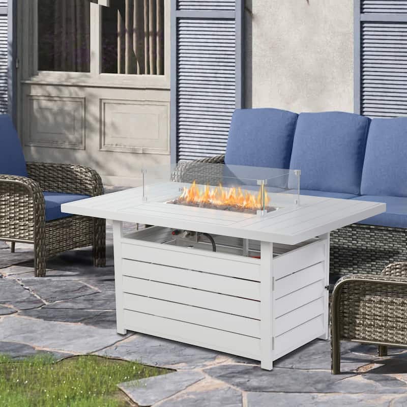 54in Propane Fire Pit Table - White