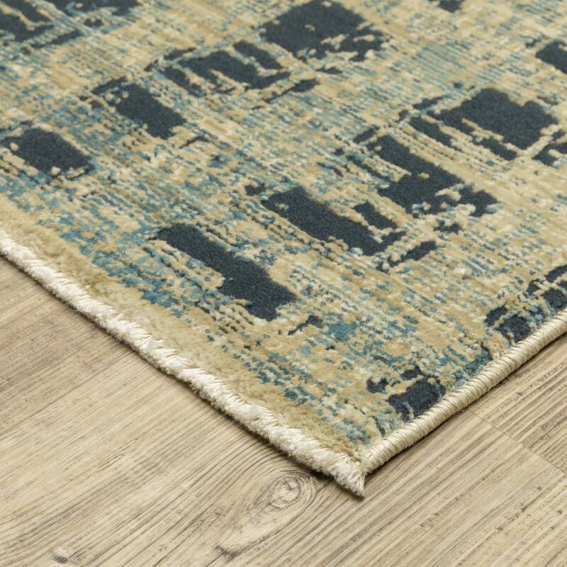 Style Haven Raphael Abstract Etchings Beige/ Blue Mixed Pile Area Rug