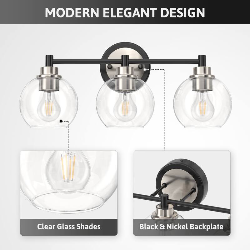 Dimmable Bathroom Vanity Light Globe Glass Shades