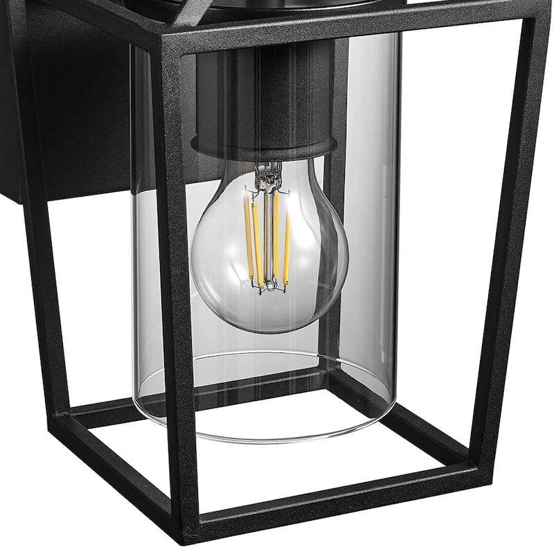 10.6"H Outdoor Black Modern Exterior Wall Lantern Sconce Light with Clear Glass Shade - 10.61"H
