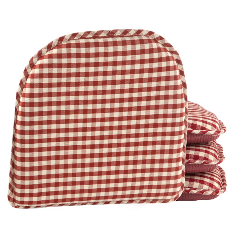 Klear Vu Gingham Non-Slip Dining Chair Cushion Set (Set of 4) - Red