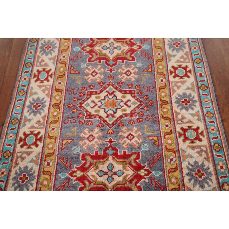 Blue Kazak Accent Rug Handmade Wool Carpet - 2'9" x 4'3"