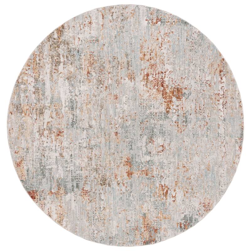 SAFAVIEH Adrianna Fatushe Modern Abstract Rug - 6'7" Round - Blue/Rust