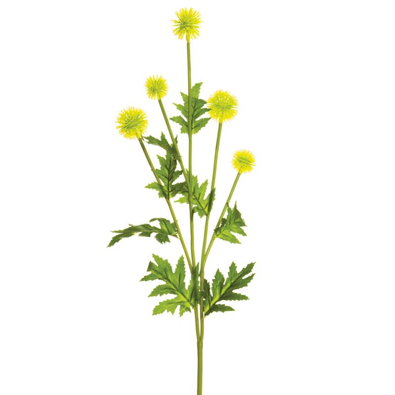 Globe Thistle Artificial Floral Spray - 28.25" - Yellow