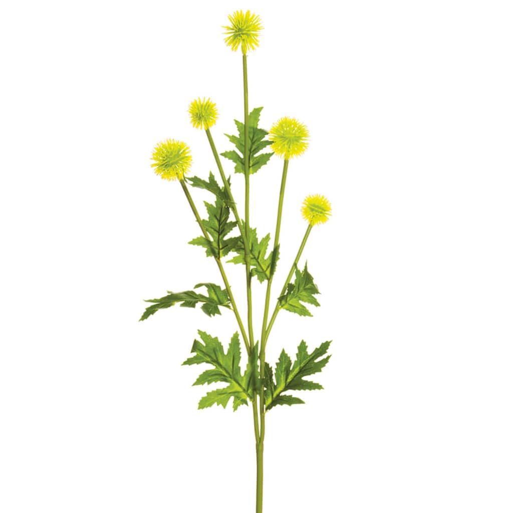 Globe Thistle Artificial Floral Spray - 28.25" - Yellow