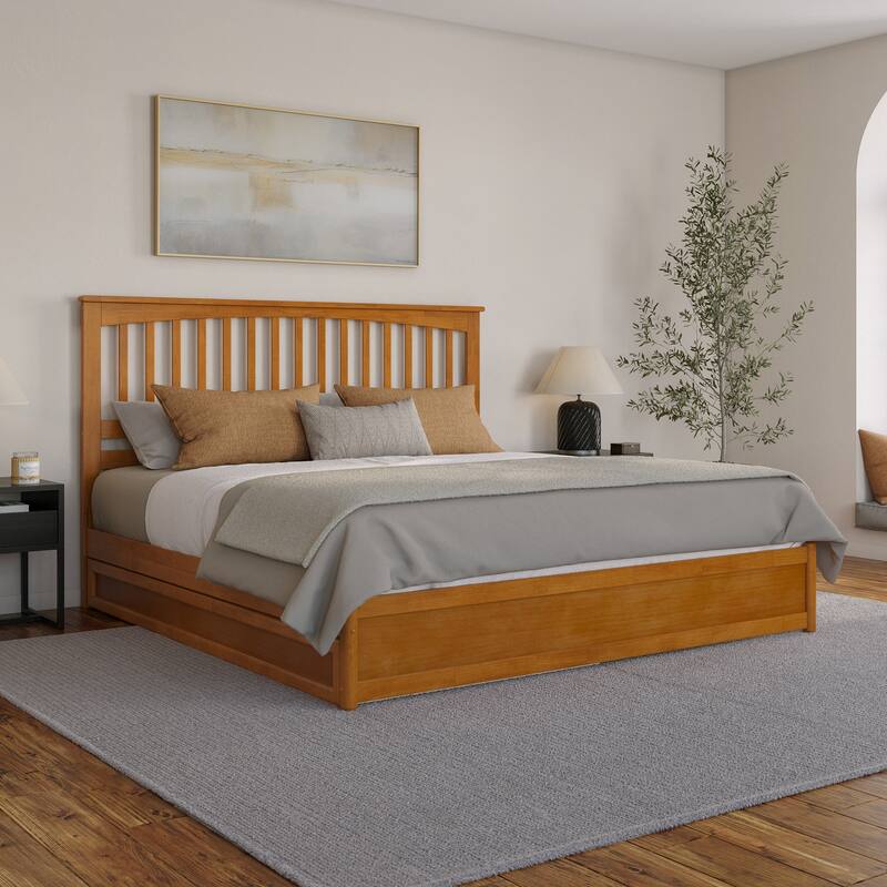 Everett Platform Bed with Panel Footboard and Twin XL Trundle