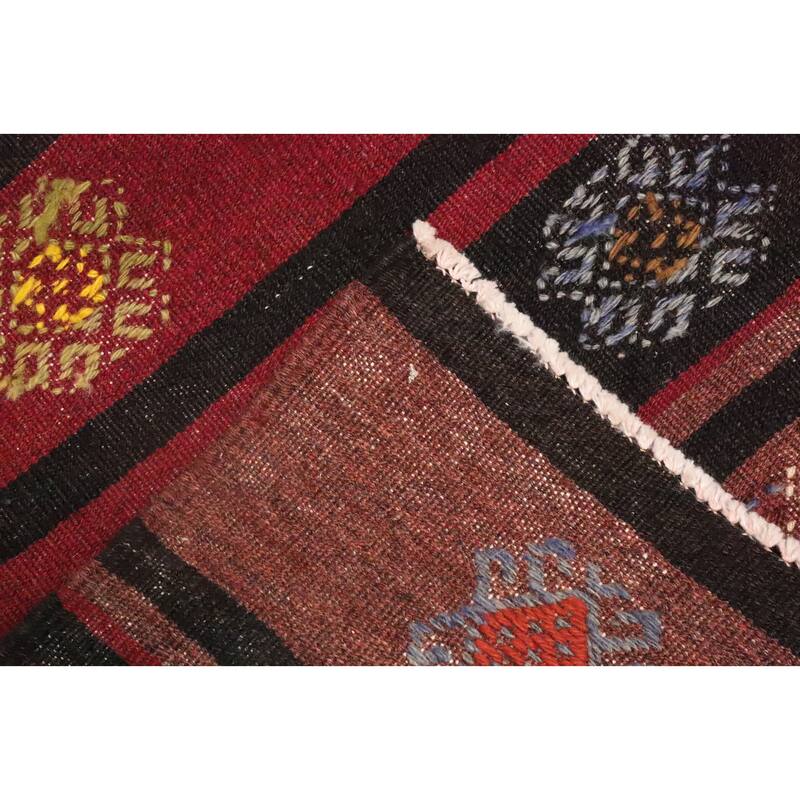 Hand Woven Oriental 100% Wool Carpet Southwestern Tribal Red Kilim Area Rug - 7' 10'' X 6' 7''