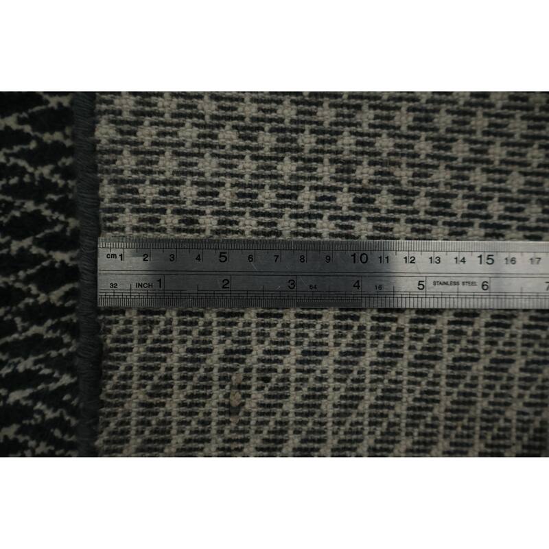 Hand Knotted Oriental 100% Wool Carpet Modern Geometric Greys & Charcoal Contemporary Area Rug - 8' 2'' X 4' 11''