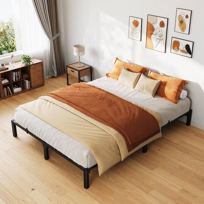6 Inch Tiwn Bed Frame, Heavy Duty Metal Platform Bed Frame with Durable Iron Slat Support and Legs