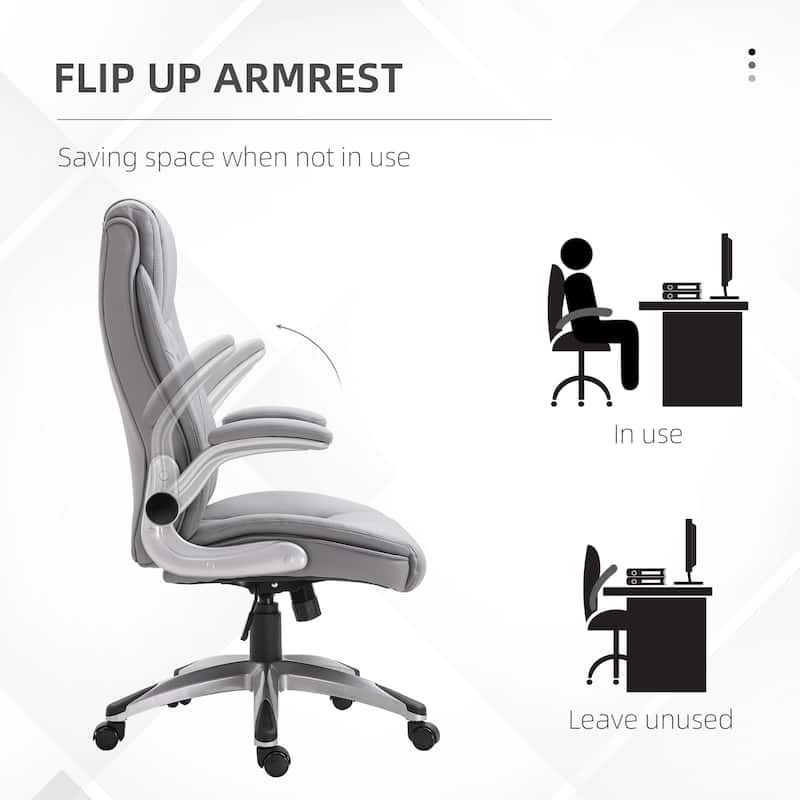 High Back Executive Office Chair, Faux Leather Computer Desk Chair with Lumbar Support, Ergonomic Home Office Chair - N/A