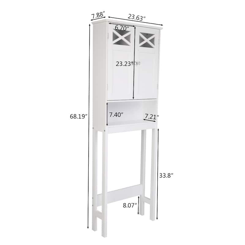 68"FCH Double Door Fork Toilet Cabinet White