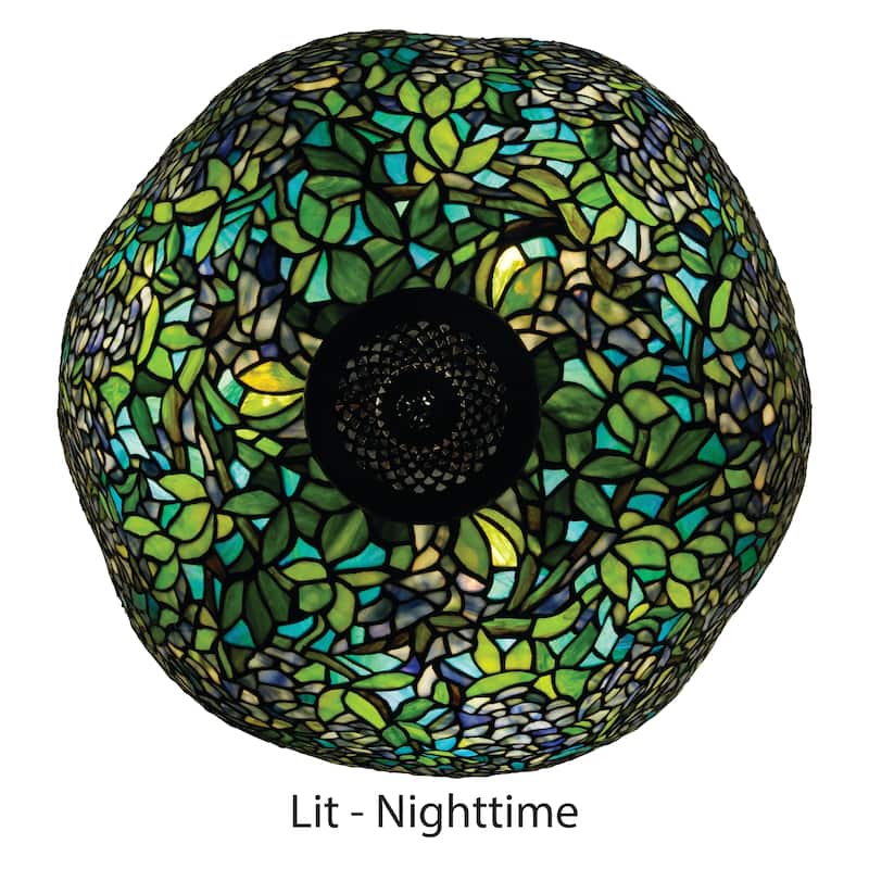 Wisteria River of Goods Tiffany-Style Green and Blue Stained Glass 32-Inch Table Lamp - 22.5" x 22.5" x 32"